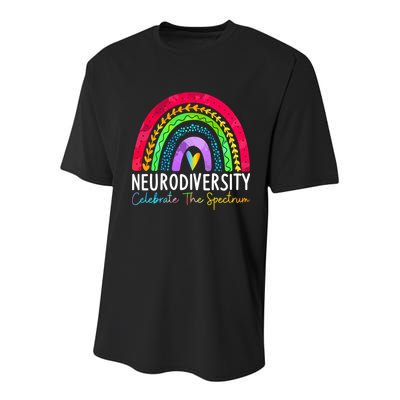 Neurodiversity Autism Spectrum ASD ADHD Rainbow Boho Youth Performance Sprint T-Shirt