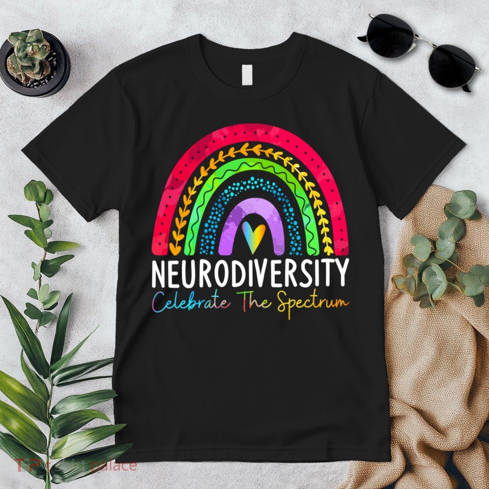 Neurodiversity Autism Spectrum ASD ADHD Rainbow Boho Premium T-Shirt