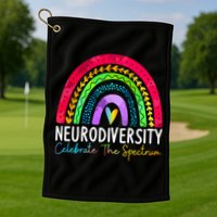 Neurodiversity Autism Spectrum ASD ADHD Rainbow Boho Golf Towel