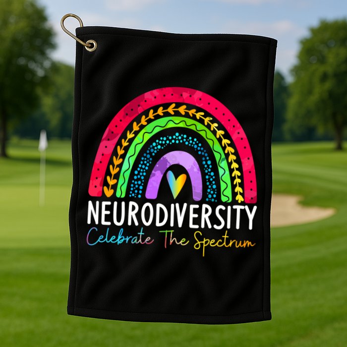 Neurodiversity Autism Spectrum ASD ADHD Rainbow Boho Golf Towel