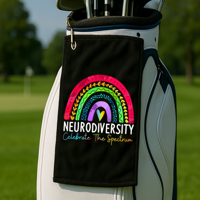 Neurodiversity Autism Spectrum ASD ADHD Rainbow Boho Golf Towel
