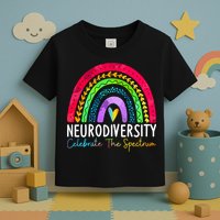 Neurodiversity Autism Spectrum ASD ADHD Rainbow Boho Toddler T-Shirt