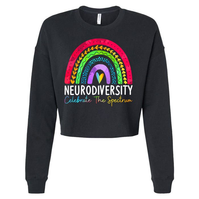 Neurodiversity Autism Spectrum ASD ADHD Rainbow Boho Cropped Pullover Crew