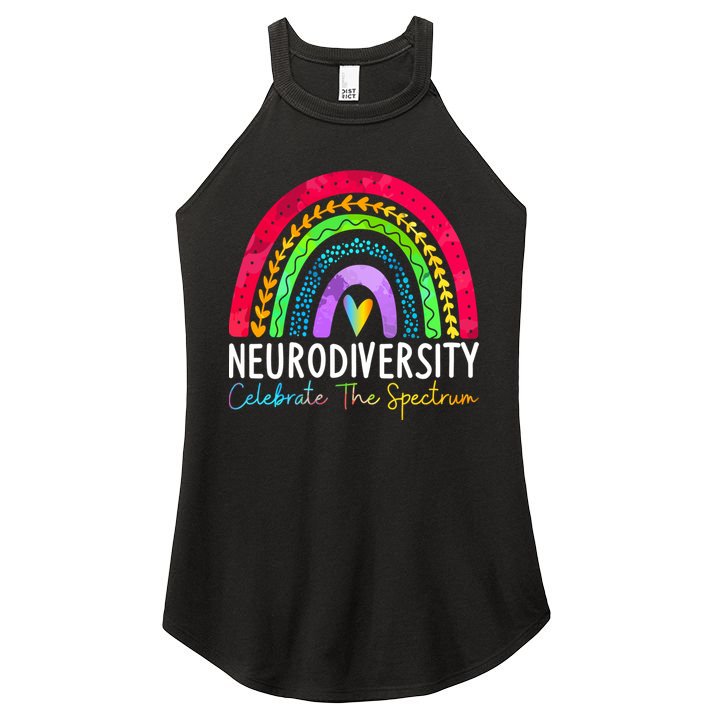 Neurodiversity Autism Spectrum ASD ADHD Rainbow Boho Women's Perfect Tri Rocker Tank