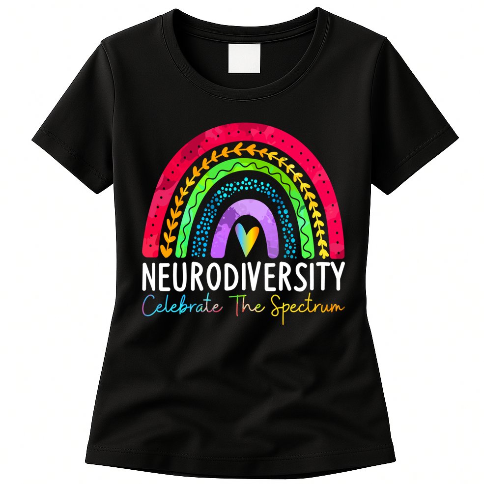 Neurodiversity Autism Spectrum ASD ADHD Rainbow Boho Womens T-Shirt