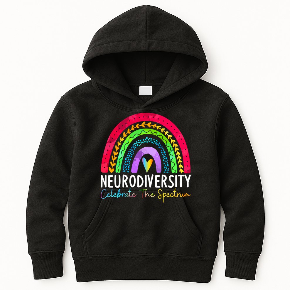 Neurodiversity Autism Spectrum ASD ADHD Rainbow Boho Kids Hoodie