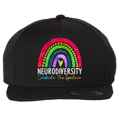 Neurodiversity Autism Spectrum ASD ADHD Rainbow Boho Wool Snapback Cap