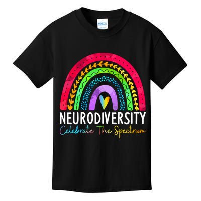 Neurodiversity Autism Spectrum ASD ADHD Rainbow Boho Kids T-Shirt