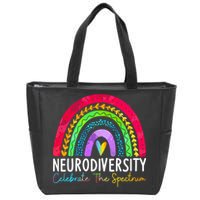 Neurodiversity Autism Spectrum ASD ADHD Rainbow Boho Zip Tote Bag