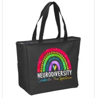 Neurodiversity Autism Spectrum ASD ADHD Rainbow Boho Zip Tote Bag