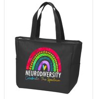 Neurodiversity Autism Spectrum ASD ADHD Rainbow Boho Zip Tote Bag