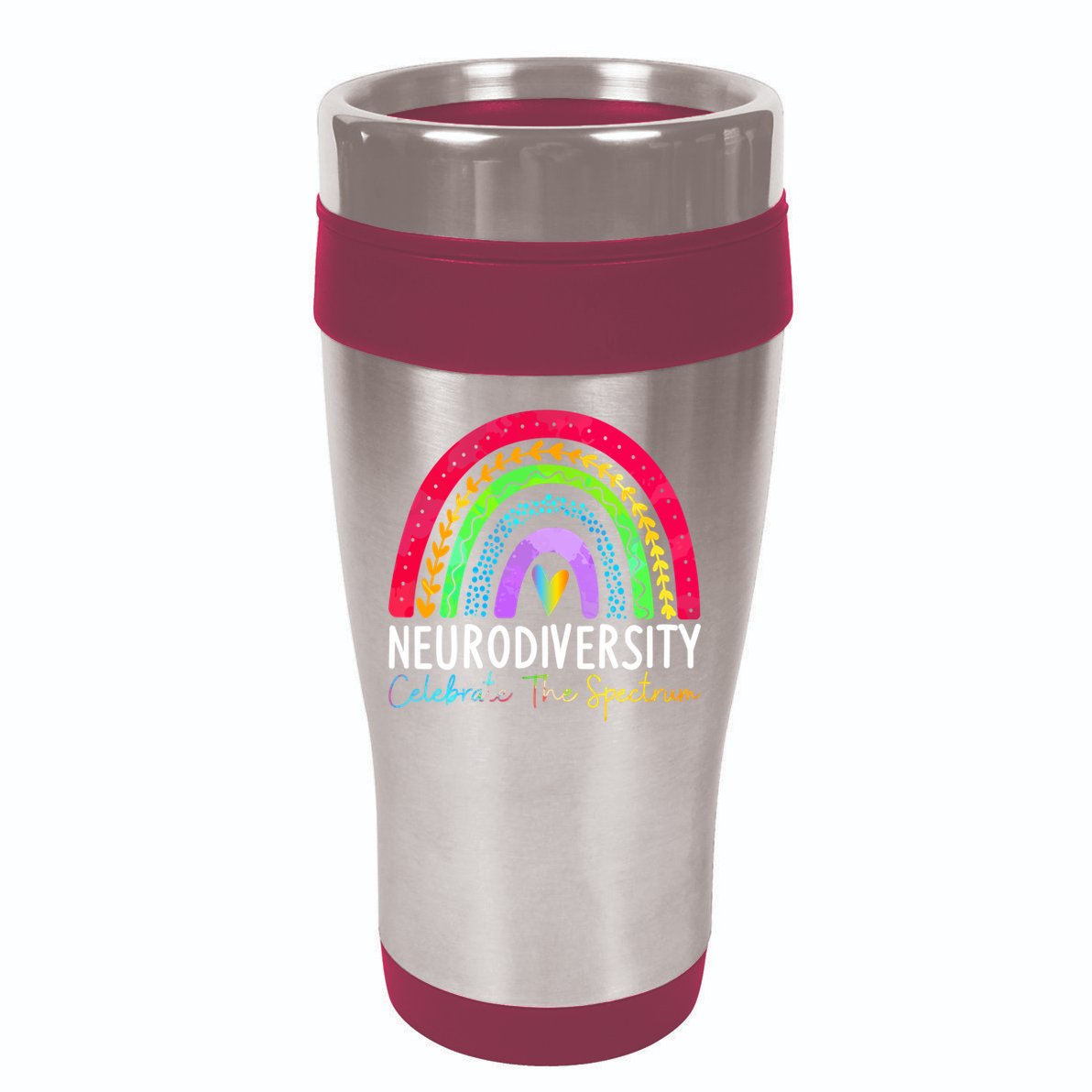 Neurodiversity Autism Spectrum ASD ADHD Rainbow Boho 16oz Travel Tumbler