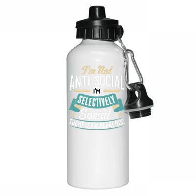 Not Antisocial, Sarcastic Humor, Sarcasm Aluminum Water Bottle