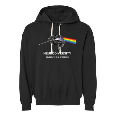 Neurodiversity Autism Spectrum ASD ADHD Rainbow Brain Garment-Dyed Fleece Hoodie