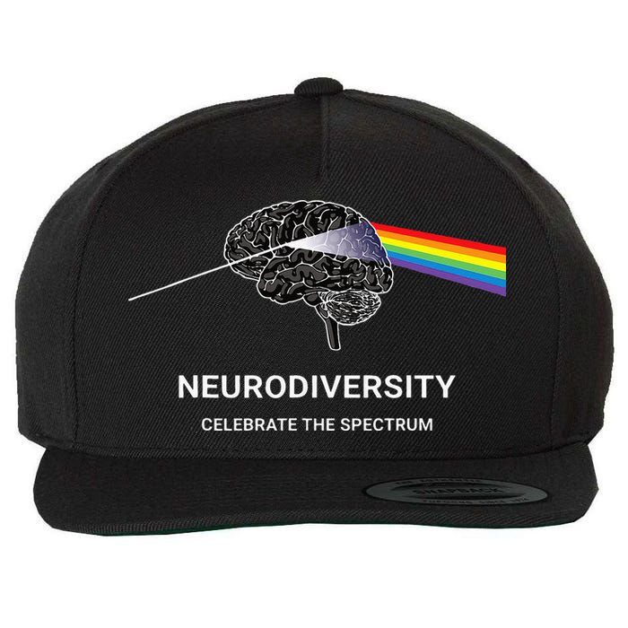 Neurodiversity Autism Spectrum ASD ADHD Rainbow Brain Wool Snapback Cap