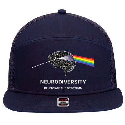 Neurodiversity Autism Spectrum ASD ADHD Rainbow Brain 7 Panel Mesh Trucker Snapback Hat