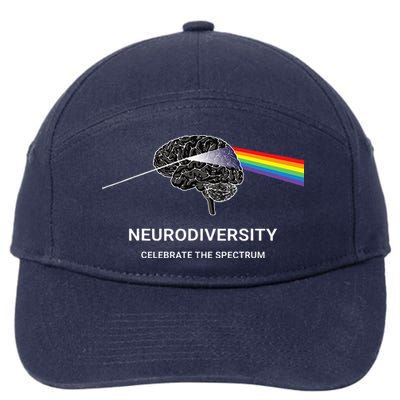 Neurodiversity Autism Spectrum ASD ADHD Rainbow Brain 7-Panel Snapback Hat