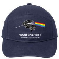 Neurodiversity Autism Spectrum ASD ADHD Rainbow Brain 7-Panel Snapback Hat