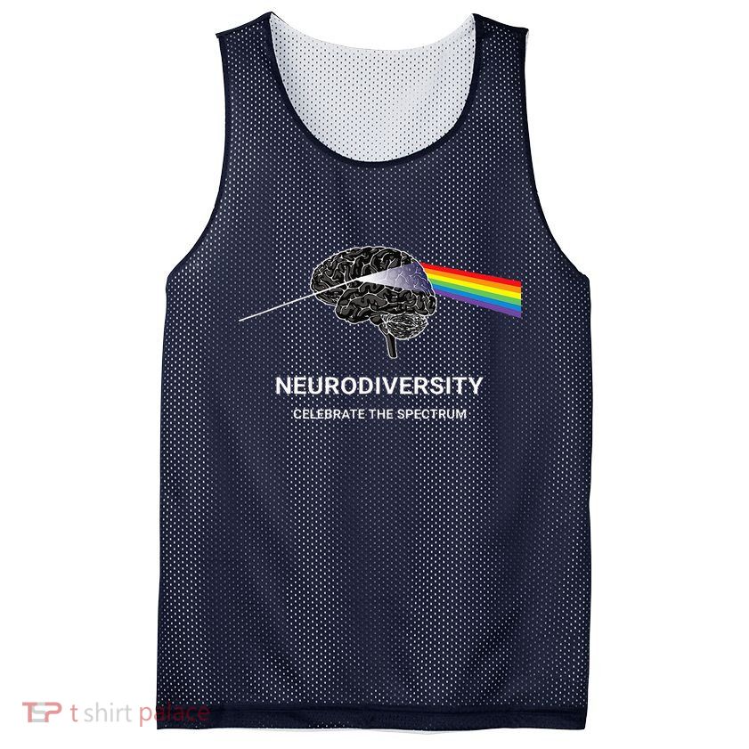 Neurodiversity Autism Spectrum ASD ADHD Rainbow Brain Mesh Reversible Basketball Jersey Tank