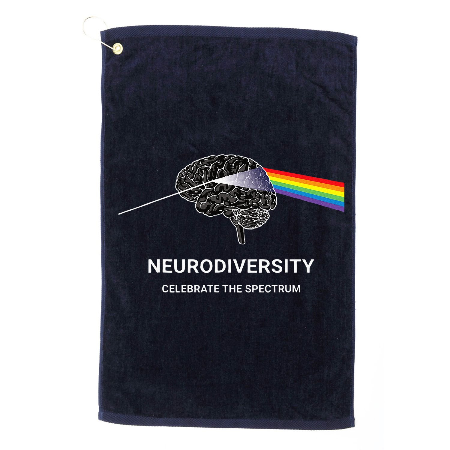 Neurodiversity Autism Spectrum ASD ADHD Rainbow Brain Golf Towel