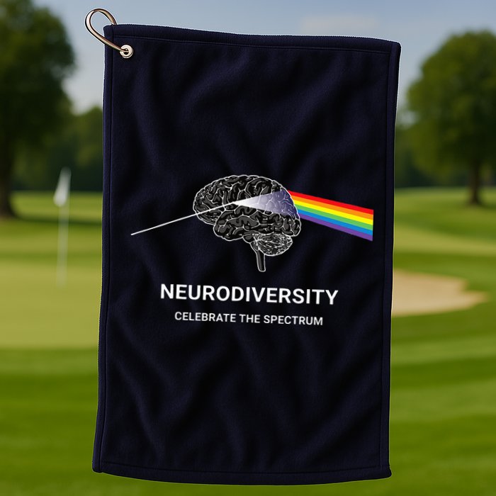 Neurodiversity Autism Spectrum ASD ADHD Rainbow Brain Golf Towel