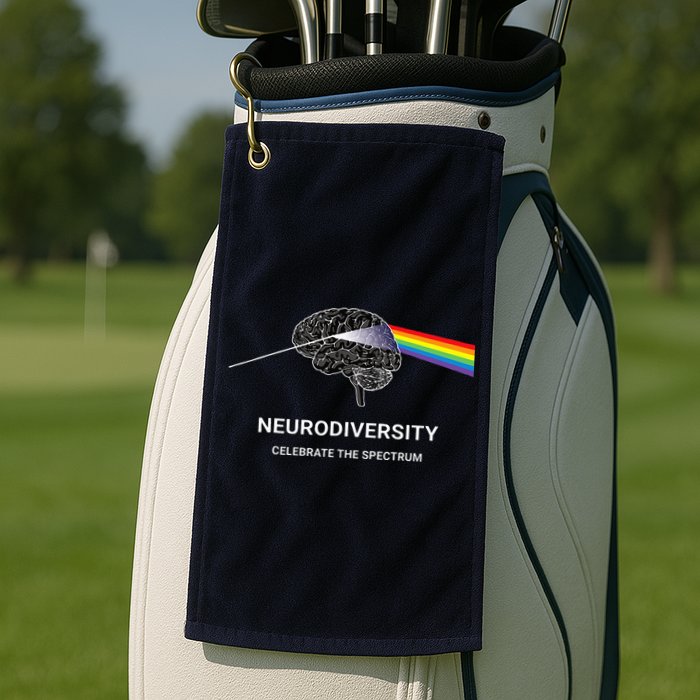 Neurodiversity Autism Spectrum ASD ADHD Rainbow Brain Golf Towel