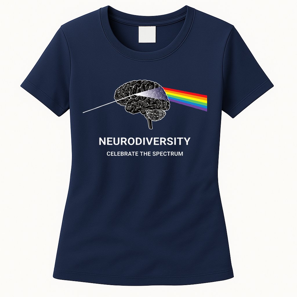 Neurodiversity Autism Spectrum ASD ADHD Rainbow Brain Womens T-Shirt