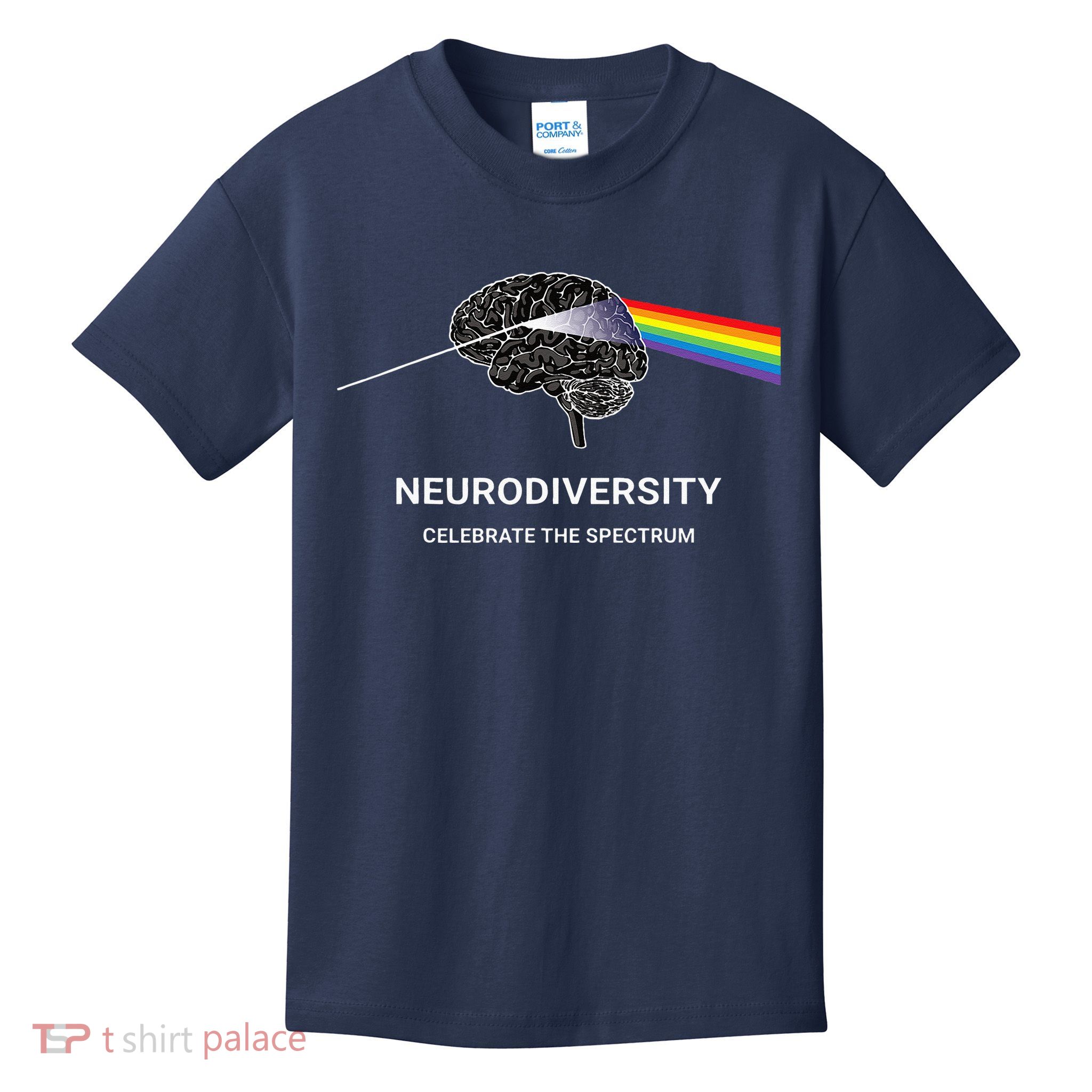 Neurodiversity Autism Spectrum ASD ADHD Rainbow Brain Kids T-Shirt