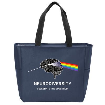 Neurodiversity Autism Spectrum ASD ADHD Rainbow Brain Zip Tote Bag