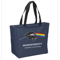 Neurodiversity Autism Spectrum ASD ADHD Rainbow Brain Zip Tote Bag
