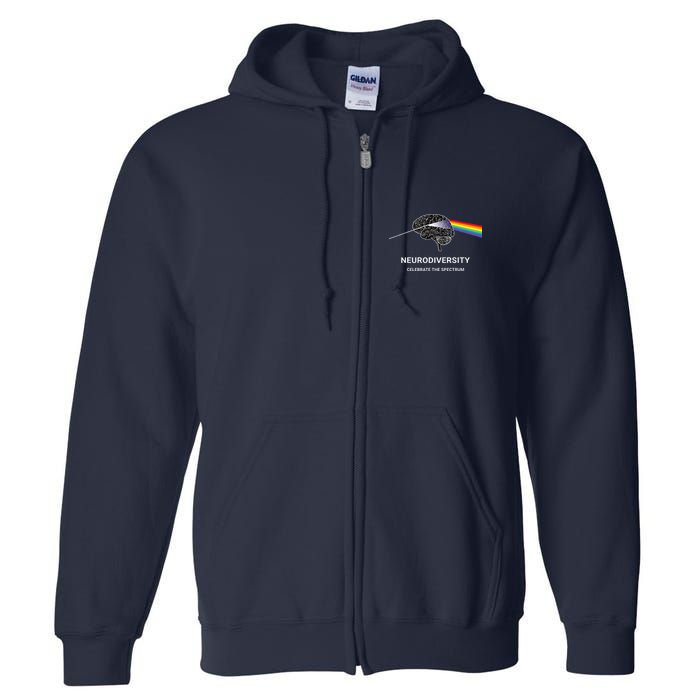 Neurodiversity Autism Spectrum ASD ADHD Rainbow Brain Full Zip Hoodie