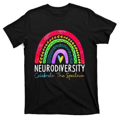 Neurodiversity Autism Spectrum ASD ADHD Rainbow Boho T-Shirt