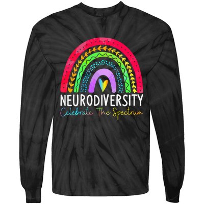 Neurodiversity Autism Spectrum ASD ADHD Rainbow Boho Tie-Dye Long Sleeve Shirt