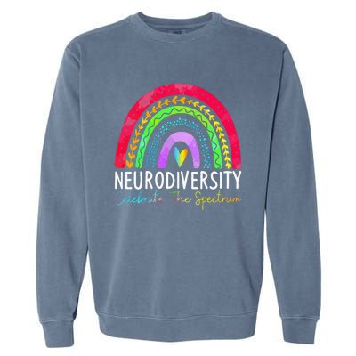 Neurodiversity Autism Spectrum ASD ADHD Rainbow Boho Garment-Dyed Sweatshirt