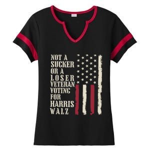 Not A Sucker Or A Loser Veterans Voting For Harris Walz 2024 Ladies Halftime Notch Neck Tee