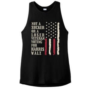 Not A Sucker Or A Loser Veterans Voting For Harris Walz 2024 Ladies PosiCharge Tri-Blend Wicking Tank