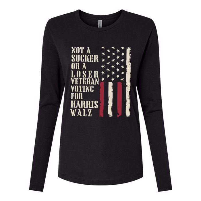 Not A Sucker Or A Loser Veterans Voting For Harris Walz 2024 Womens Cotton Relaxed Long Sleeve T-Shirt