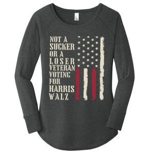 Not A Sucker Or A Loser Veterans Voting For Harris Walz 2024 Women's Perfect Tri Tunic Long Sleeve Shirt