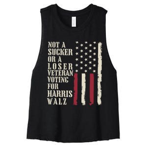 Not A Sucker Or A Loser Veterans Voting For Harris Walz 2024 Women's Racerback Cropped Tank