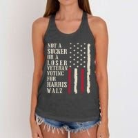 Not A Sucker Or A Loser Veterans Voting For Harris Walz 2024 Women's Knotted Racerback Tank