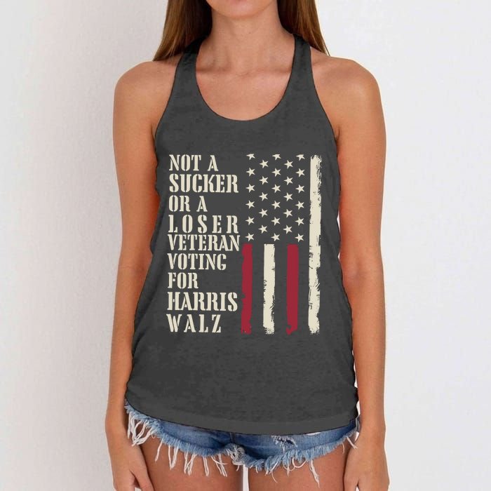 Not A Sucker Or A Loser Veterans Voting For Harris Walz 2024 Women's Knotted Racerback Tank