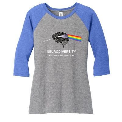 Neurodiversity Autism Spectrum Asd Adhd Rainbow Brain Gift Women's Tri-Blend 3/4-Sleeve Raglan Shirt