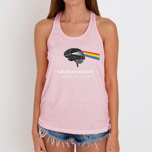 Neurodiversity Autism Spectrum Asd Adhd Rainbow Brain Gift Women's Knotted Racerback Tank