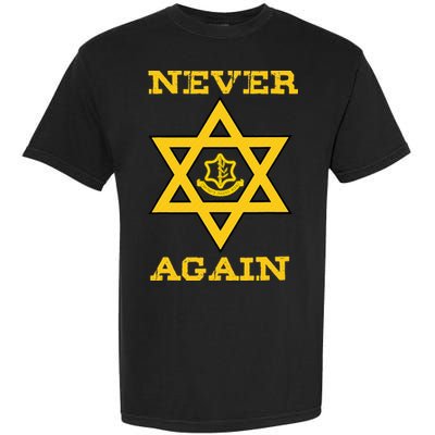 Never Again Support Israel Jewish Star Of David Idf Logo Garment-Dyed Heavyweight T-Shirt