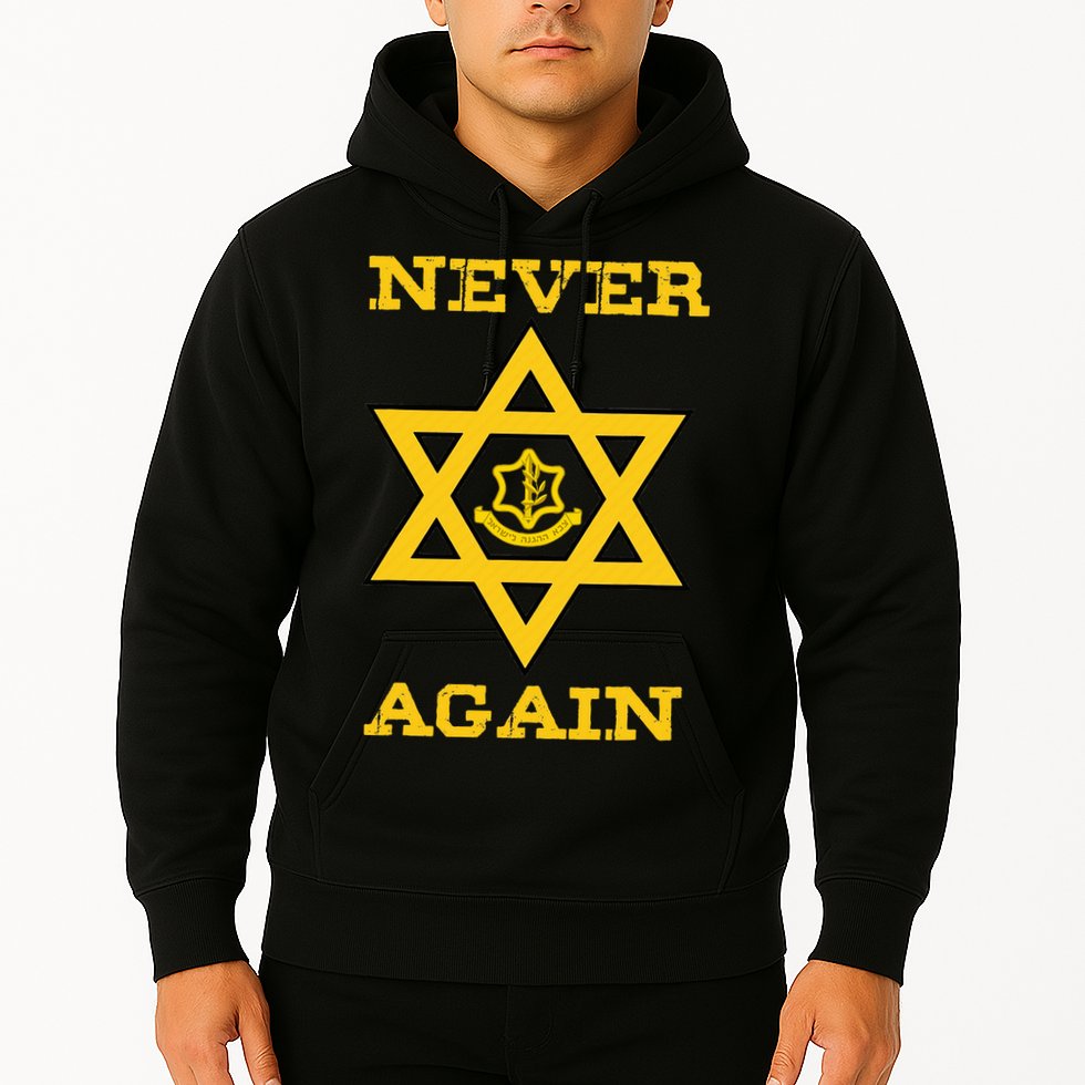 Never Again Support Israel Jewish Star Of David Idf Logo Hoodie