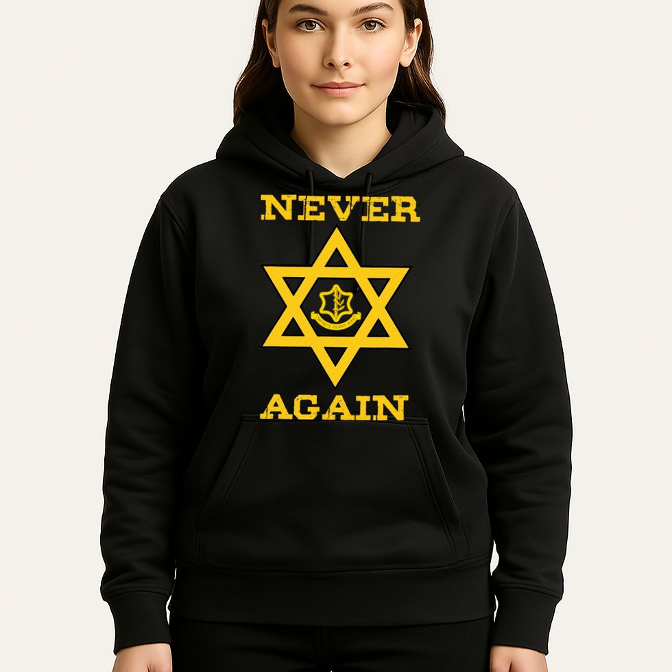 Never Again Support Israel Jewish Star Of David Idf Logo Hoodie