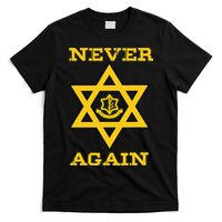 Never Again Support Israel Jewish Star Of David Idf Logo T-Shirt