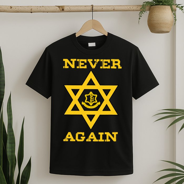 Never Again Support Israel Jewish Star Of David Idf Logo T-Shirt