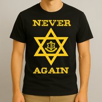 Never Again Support Israel Jewish Star Of David Idf Logo T-Shirt