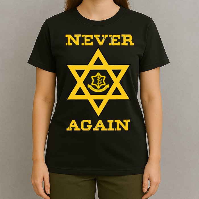 Never Again Support Israel Jewish Star Of David Idf Logo T-Shirt